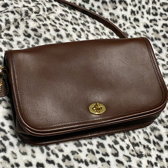 Coach Bags Vintage Coach Penny Pocket 9755 Turn Lock Brown Leather